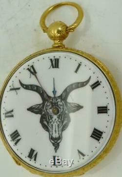 Rare antique Templar/Occultist's Baphomet watch&Masonic Bible Skull book box