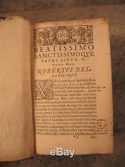 Rare antique leather book over 400 years old! 1587 Roberti Bel Latin