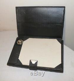 Rare antique leather wrapped travel writing desk inkwell notebook set book