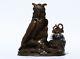 Rare Black Forest Inkwell, Owls On A Carved Book, Switzerland 19th