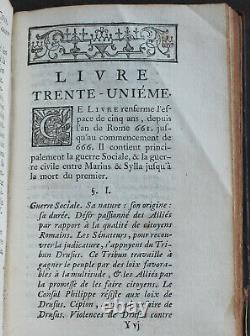 Roman History (1743) Rare Antique French Old Book of Rome with Map of Gaul, Estate