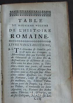 Roman History (1743) Rare Antique French Old Book of Rome with Map of Gaul, Estate