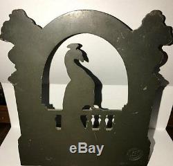 SIGNED RARE EARLY Old Bradley&Hubbard Cast Iron Peacock Book Ends / Door Stops