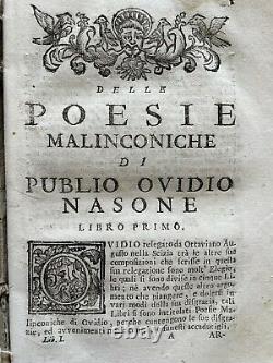 Selected Melancholic Poetry From Ovid & More 1725 Antique Book Rare