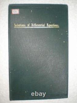 Solutions Of Differential Equations Of First Order Rare Antique Book India 1910