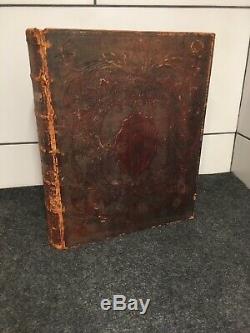 Stunning Antique Leather 1853 Holy Bible by American Bible Society RARE Book