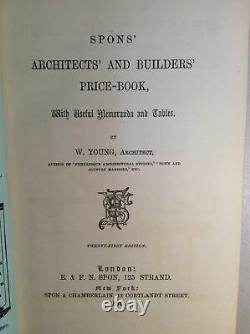 Super Rare! Antique 1894 SPONS' ARCHITECTS' AND BUILDERS' PRICE BOOK Very Good
