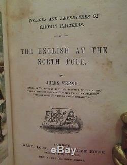 THE ENGLISHMAN AT THE NORTH POLE Jules Verne 1870s RARE Antique COLOR PLATE Book