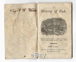 THE HISTORY OF FISH Antique American RARE CHAPBOOK Primitive Children's WOODCUTS