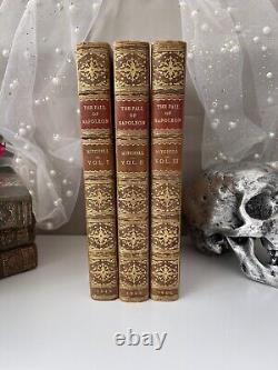 The Fall of Napoleon 1846 Mitchell Vol 1-3 Antique Rare Set Gold Leaf Spine Book