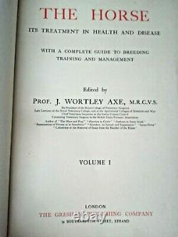 The Horse Its Treatment 1908 Wortley RARE Complete 3 Vol Antique Pt Leather Book