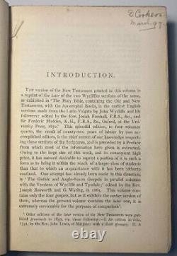 The New Testament, John Wycliffe And John Purvey Version, 1879 Antique Rare Book