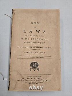 The Spirit of Laws, by M. De Secondat, 1802, Rare Antique