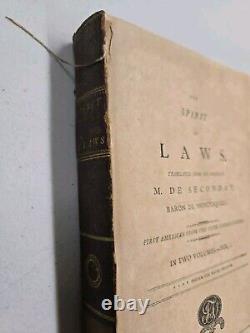 The Spirit of Laws, by M. De Secondat, 1802, Rare Antique