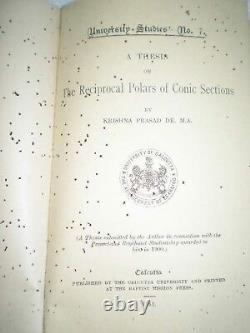 Thesis On The Reciprocal Polars Of Conic Sections Rare Antique Book India 1911