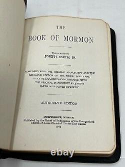 VINTAGE Book Of Mormon Leather -1941 Joseph Smith LDS RARE ANTIQUE