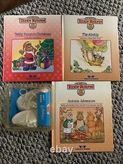 VTG 80s Teddy Ruxpin Bear 4 Cassette, 3 BOOKs, Puzzle TESTED WORKS! Rare Toy