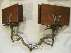 VTG ANTIQUE 19th C 1800's RARE TWO VOLUME BOOK HOLDER ADJUSTABLE STAND with OAK