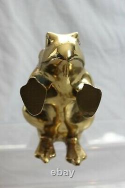 Vintage Brass Frog Book Ends Heavy Pair Library Office Man Cave Door Stops RARE