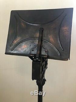 Vtg Antique Geo Flanagan Japanned Metal Finish Book Bible Stand Chicago IL RARE
