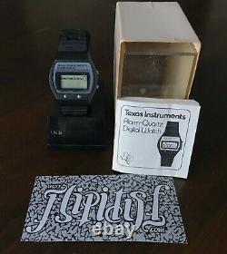 Vtg Texas Instruments Alarm Quartz Digital Watch Black Rare Antique Book Box